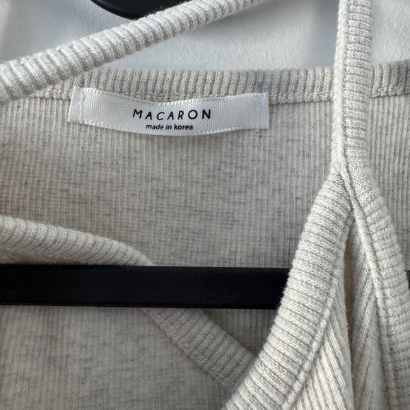 MACARON Light Gray Crop Cardigan and Tank Set - Picture 4 of 5